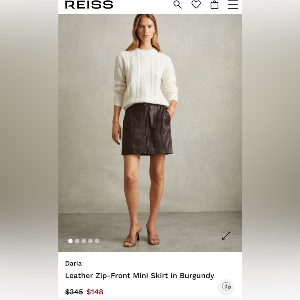 Reiss Daria Leather Zip-Front Mini Skirt – Black – Luxe Mini